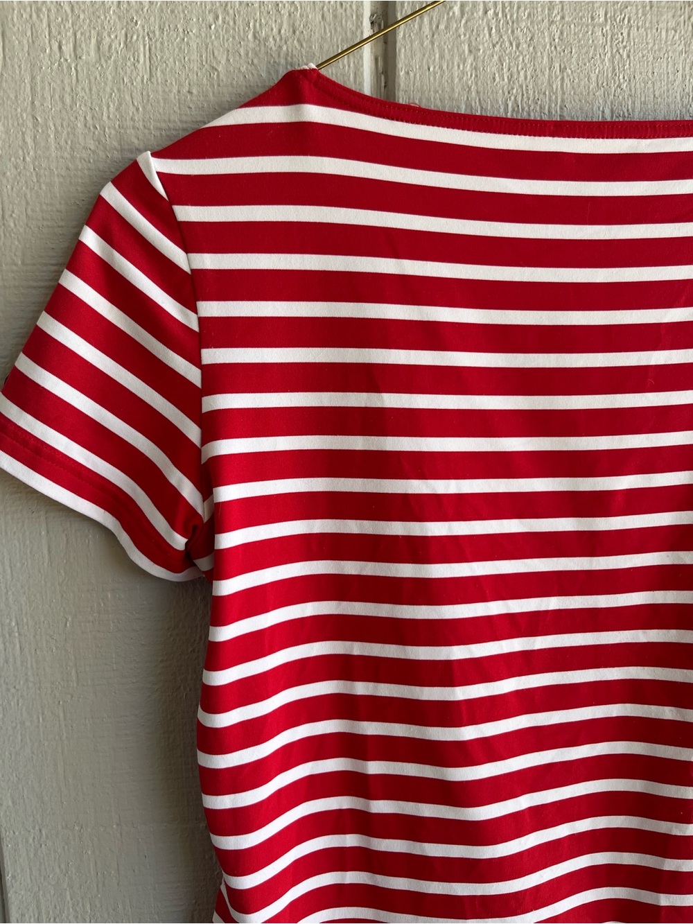 Saint James Etrille Breton T-Shirt in Red White Stripes - Picture 5 of 6